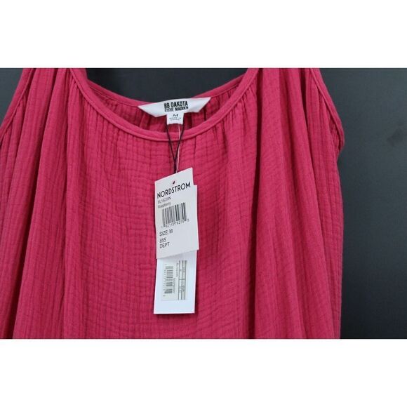 BB DAKOTA X Steve Madden Sleeveless Tiered Cotton Maxi Dress RASPBERRY SZ M NWT - Picture 7 of 8